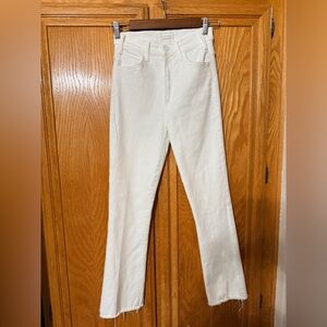 MOTHER White Straight Leg Jeans